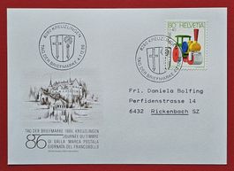 TAG DER BRIEFMARKE KARTE KREUZLINGEN RICKENBACH SCHWYZ 1986