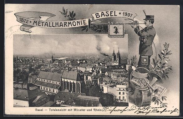 Ansichtskarten: Basel, Totalansicht mit Münster und Rhe – Gebraucht aus Berlin von bartko-reher