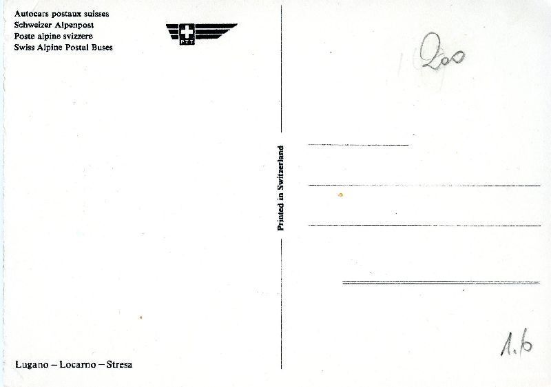 Cartoline postali: Lugano Locarno Stresa Ticino - Postauto + c1965 – Usato da Emmenbrücke venduto da teestube 1