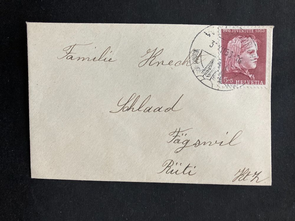 Schweiz 1953 Neujahrsgruss Briefli 5 Rp WALD 31.XII.53 1