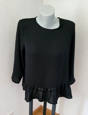 Gothic Shirt, leichtes Peplum Schwarz Gr. S