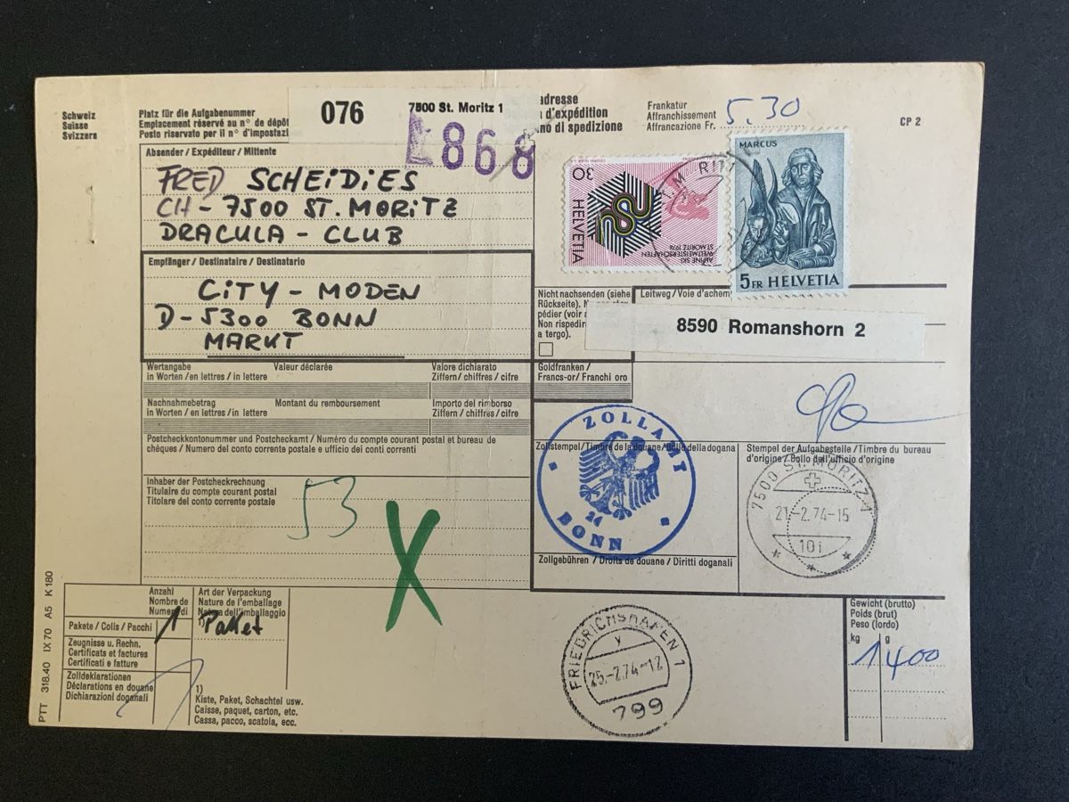 Tous les timbres: St.Moritz Paketkarte – D'occasion à Binningen par chr_cr5n