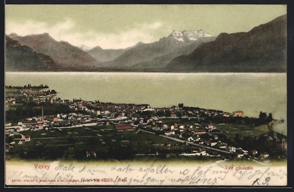 Cartoline postali: AK Vevey, Vue générale – Usato da Berlin venduto da bartko-reher