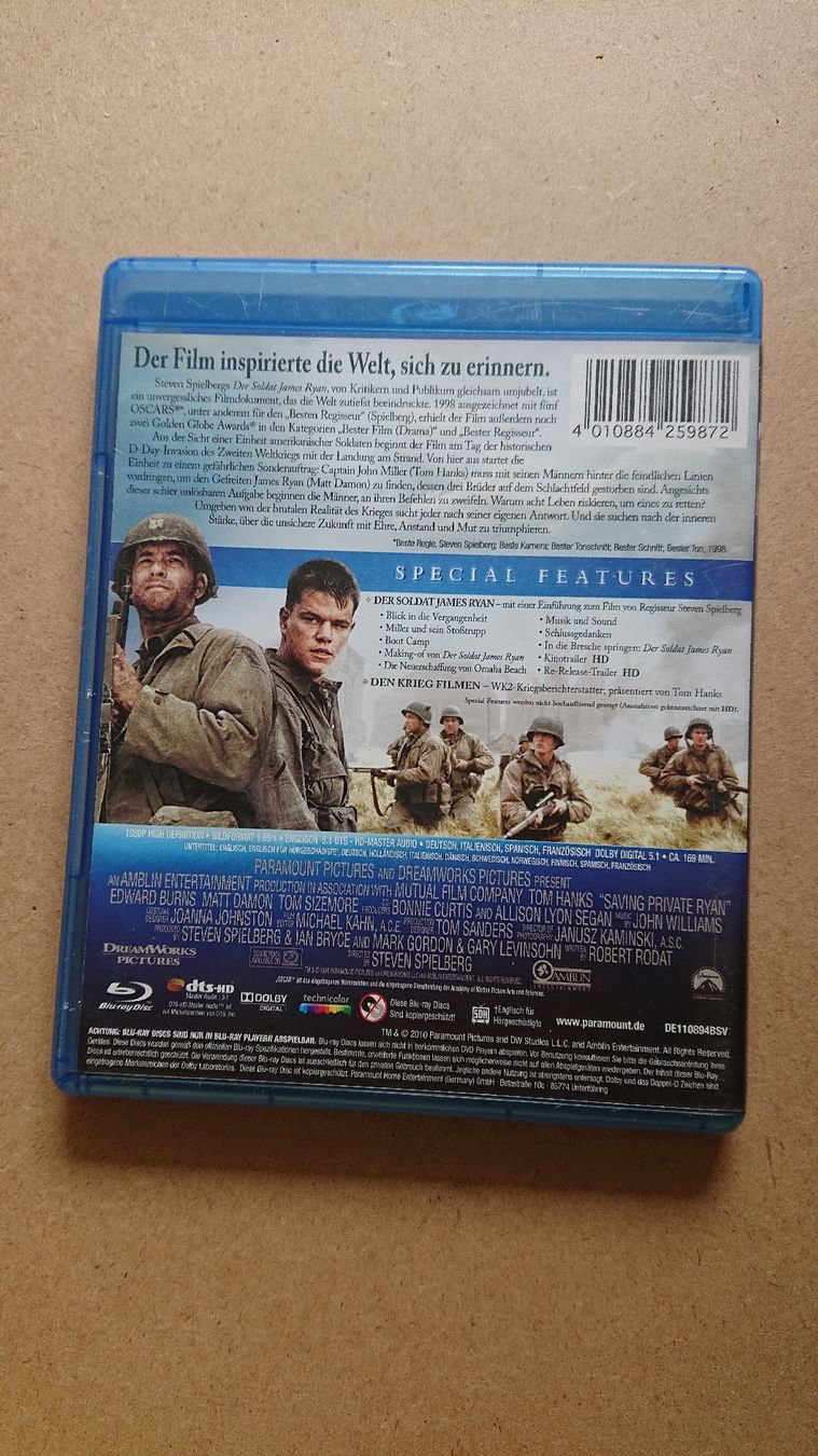 Tutti i DVDs: Der Soldat James Ryan Blu-ray  – Usato da Chur venduto da FreakofRarity 1