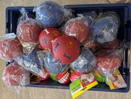 KISTE 》 voller Hundespielzeug 》 Bälle rot und blau