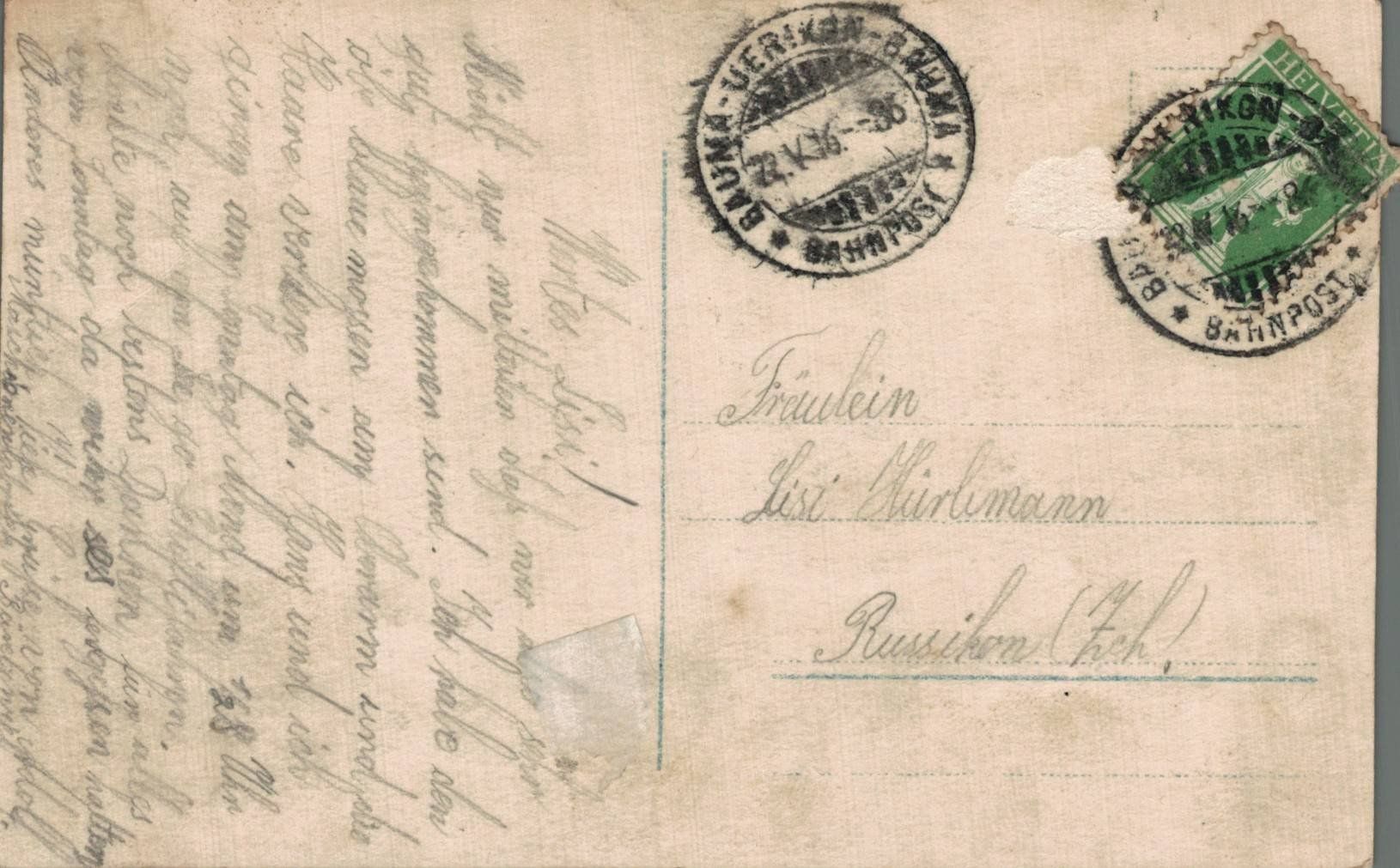 Cartoline postali: Alte Ansichtskarte vom Vreneli vom Thunersee, 1916 Bahnpost – Usato da Luzern venduto da Kartenansicht 1