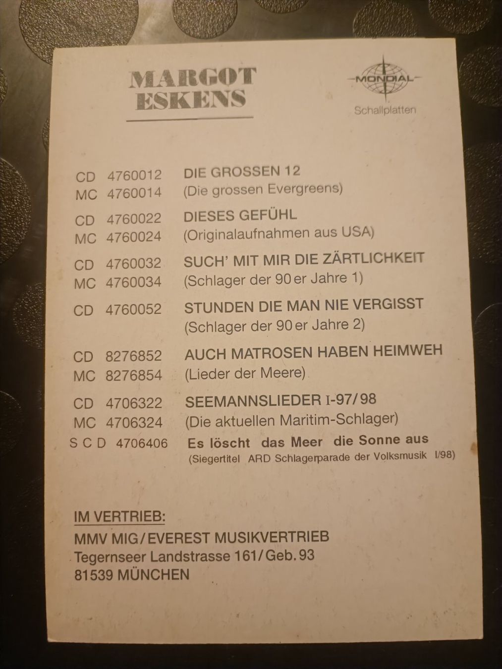 Autografi: Margot Eskens - signierte Autogrammkarte – Usato da Menziken venduto da Artographs 1