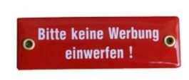 Emailschild - Bitte keine Werbung einwerfen!