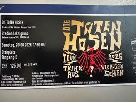 2 x "Die Toten Hosen" - Stehplatz Zurich 20.6.2026