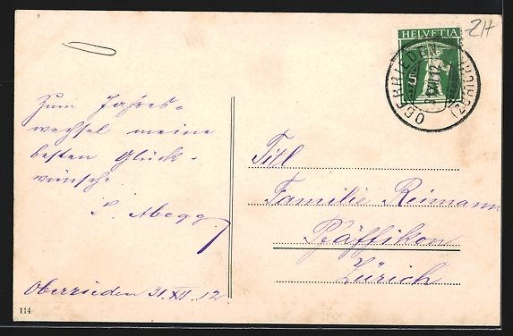 Cartoline postali: AK Oberrieden, Ortsansicht mit Kirche – Usato da Berlin venduto da bartko-reher 1