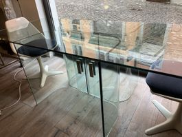 Italienischer designer Tisch, Glastisch, Esstisch 70er, 80er
