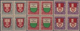 1919, J12-J14 Viererblöcke (Kantonswappen) */** Kat: 160.-