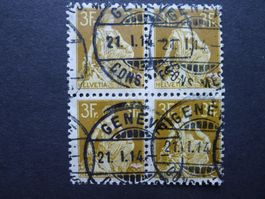 1908 Nr 116 im 4er Block gestempelt Zähnung stark verschoben
