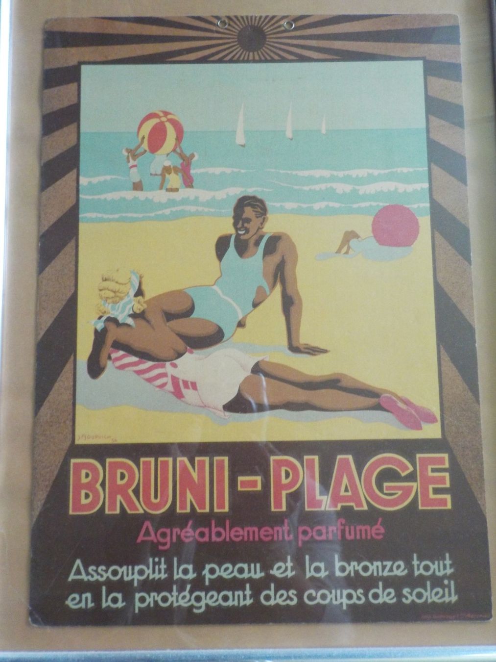 Poster & Bilder: antikes Plakat Sonnencreme - Bruni Plage – Gebraucht aus Mörschwil von antiksalon21