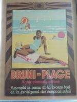 antikes Plakat Sonnencreme - Bruni Plage