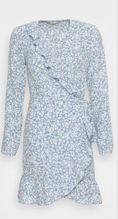ONLY Wickelkleid blau-weiss geblümtes Muster Grösse 36
