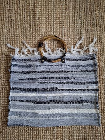 Sac de plage bleu et blanc 