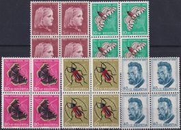 1953, J148-152 im Viererblock ** postfrisch, Kat: 60.-+