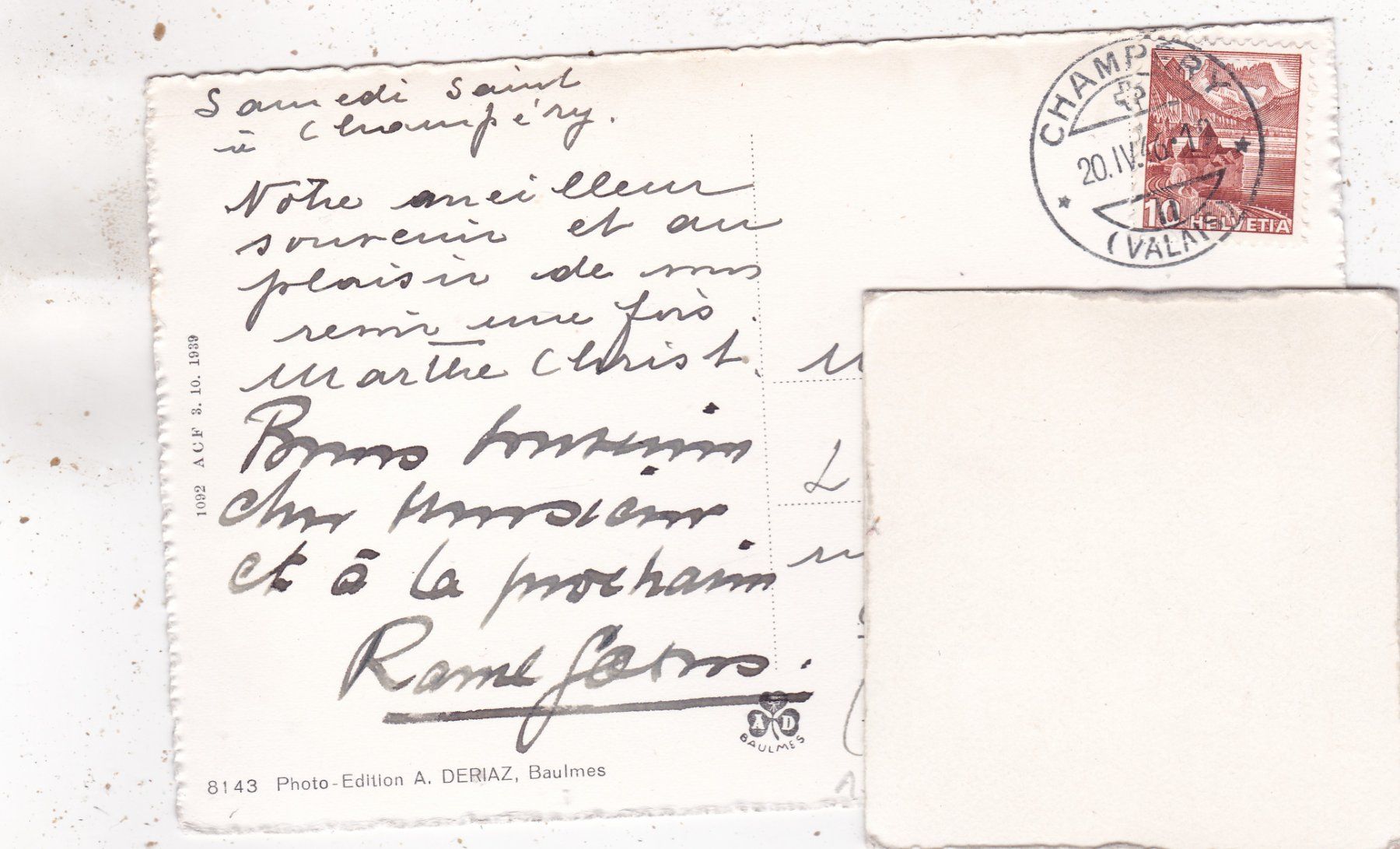 Cartoline postali: Téléférique Champèry - Planachaux 1946 – Usato da Herisau venduto da Lisegrat2008 1