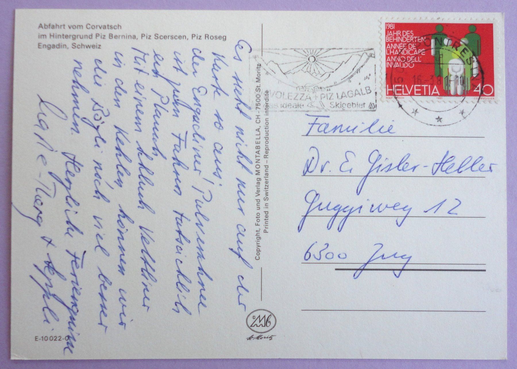 Cartoline postali: Abfahrt vom Corvatsch – Usato da Fétigny venduto da Billy2miny 1
