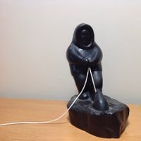 Eskimo Art Skulptur signiert - art inuit - pecheur  BOMA