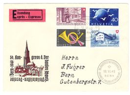 Eilsendung CH, Mischfrankatur 1949 Philatelisten Kongress