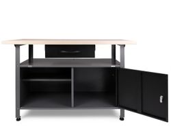 Werkbank mit Schublade und Schrank Metall Holz 120cm