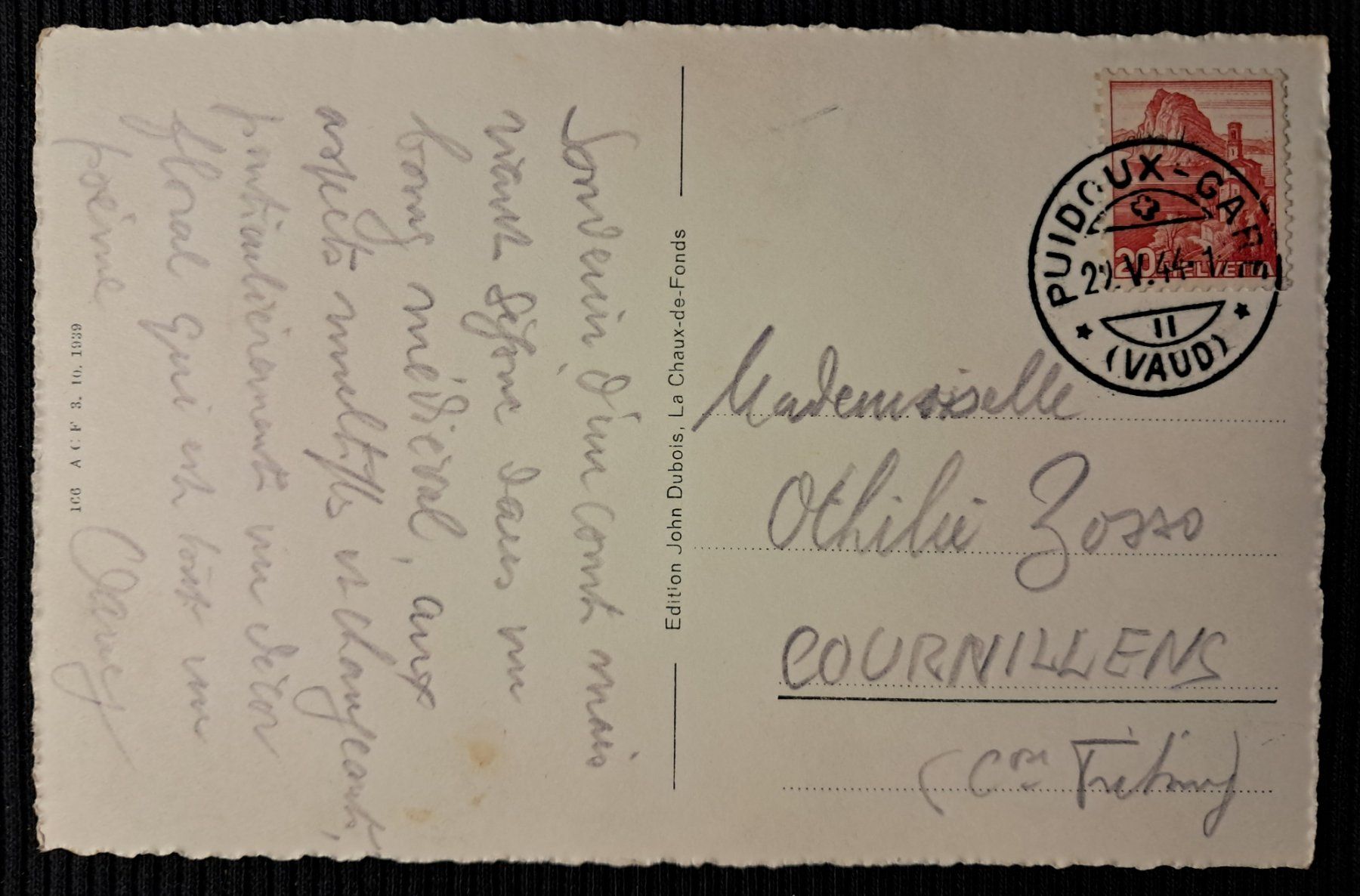 Cartoline postali: CP SAINT - SAPHORIN 1944 – Usato da Ponto Valentino venduto da giorgia06 1