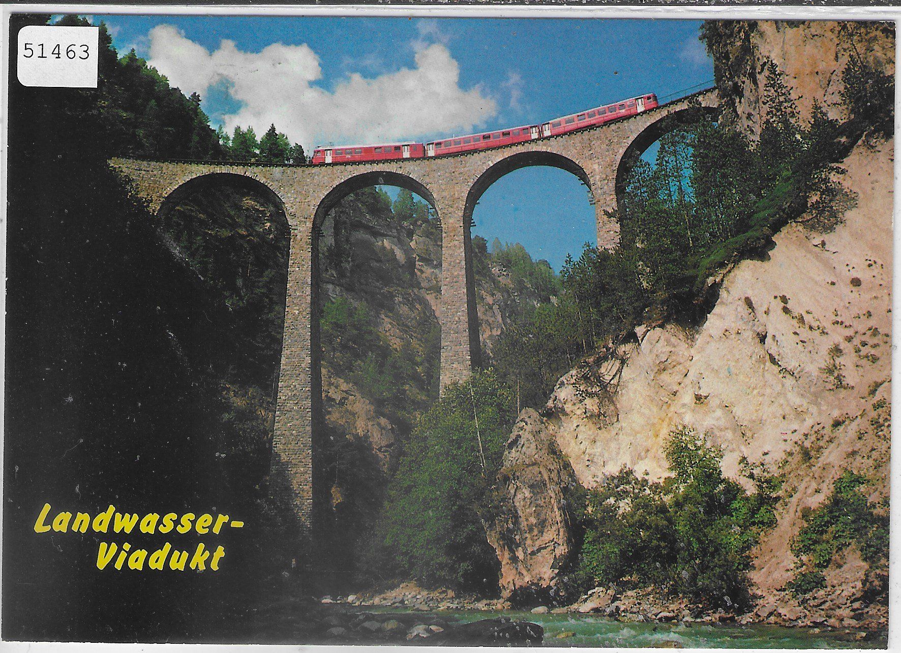 Cartoline postali: Landwasser-Viadukt mit Zug – Usato da Ettingen venduto da Kartenplanet