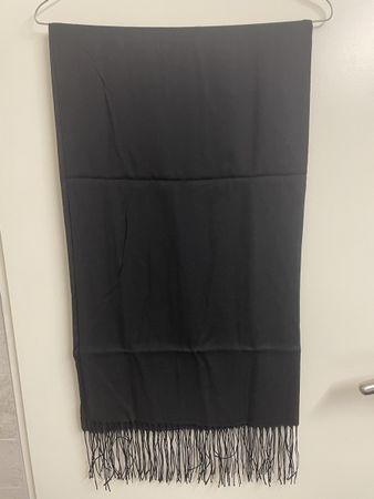 Thailand Silk Cashmere Scarf - Elegant Black Shawl 70x180cm