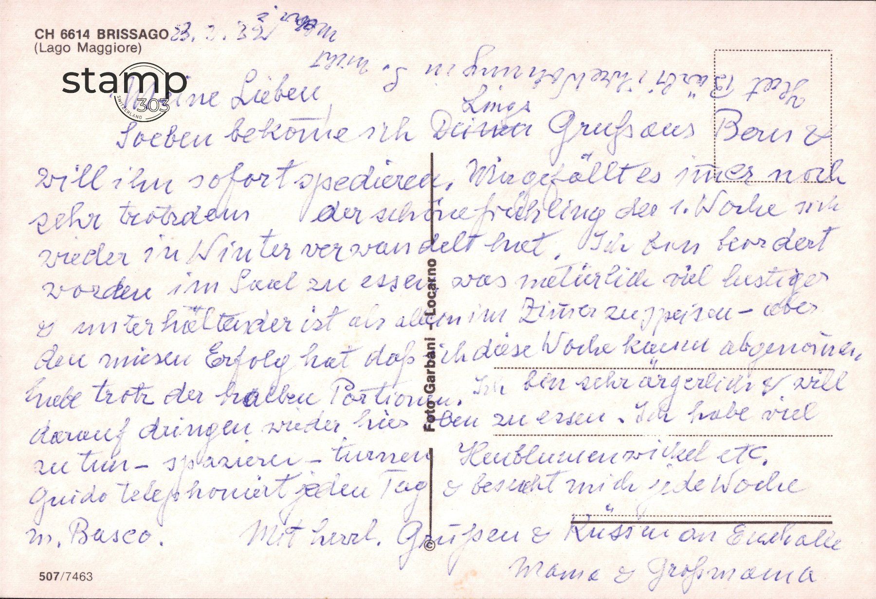 Cartoline postali: 1982 AK Brissago - Lago Maggiore – Usato da Eggersriet venduto da stamp303 1