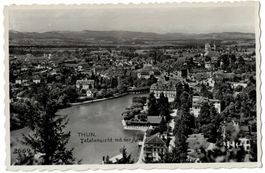 Thun, Totalansicht mit der Aare, gelaufen 1941 Feldpost