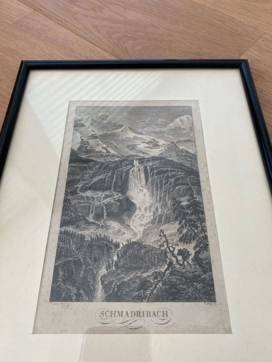 Posters & Illustrations: Gerahmtes Bild Schmadribach Wasserfall alt 28x22cm – D'occasion à Niederrohrdorf par StefMont 1
