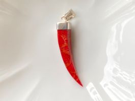Schöner Hornanhänger aus Koralle und Silber