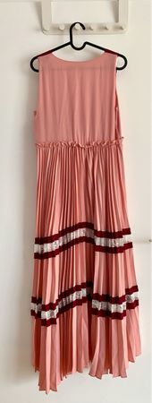 Maje Pink Ritello Stripe Midi Dress