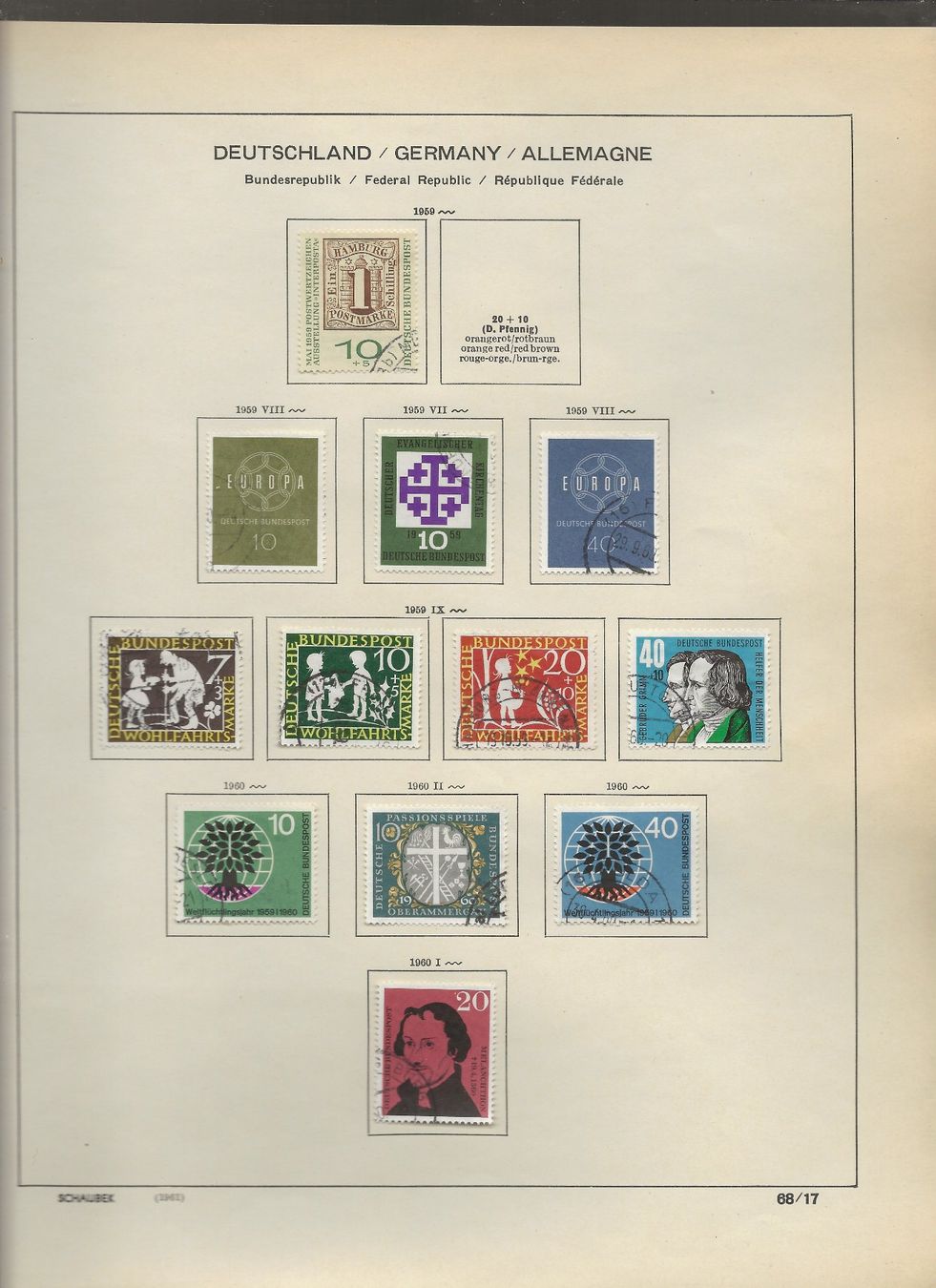 Alle Briefmarken: Marken Deutschland BRD 1959 bis 1962 – Gebraucht aus Au ZH von xelagreb01 2