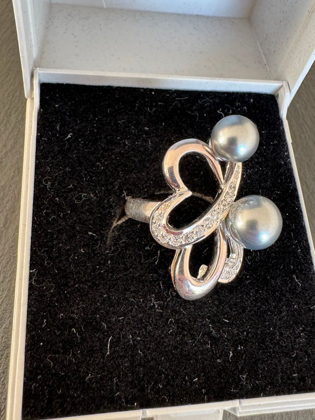Anelli: 925 Silber Ring Herz mit Perlen RG54 17.2 mm – Nuovo (secondo la descrizione) da Wetzikon ZH venduto da GrandLux 1