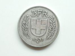5 Franken Silber Helvetia 1931