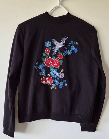 Veste bomber noire brodée neuve