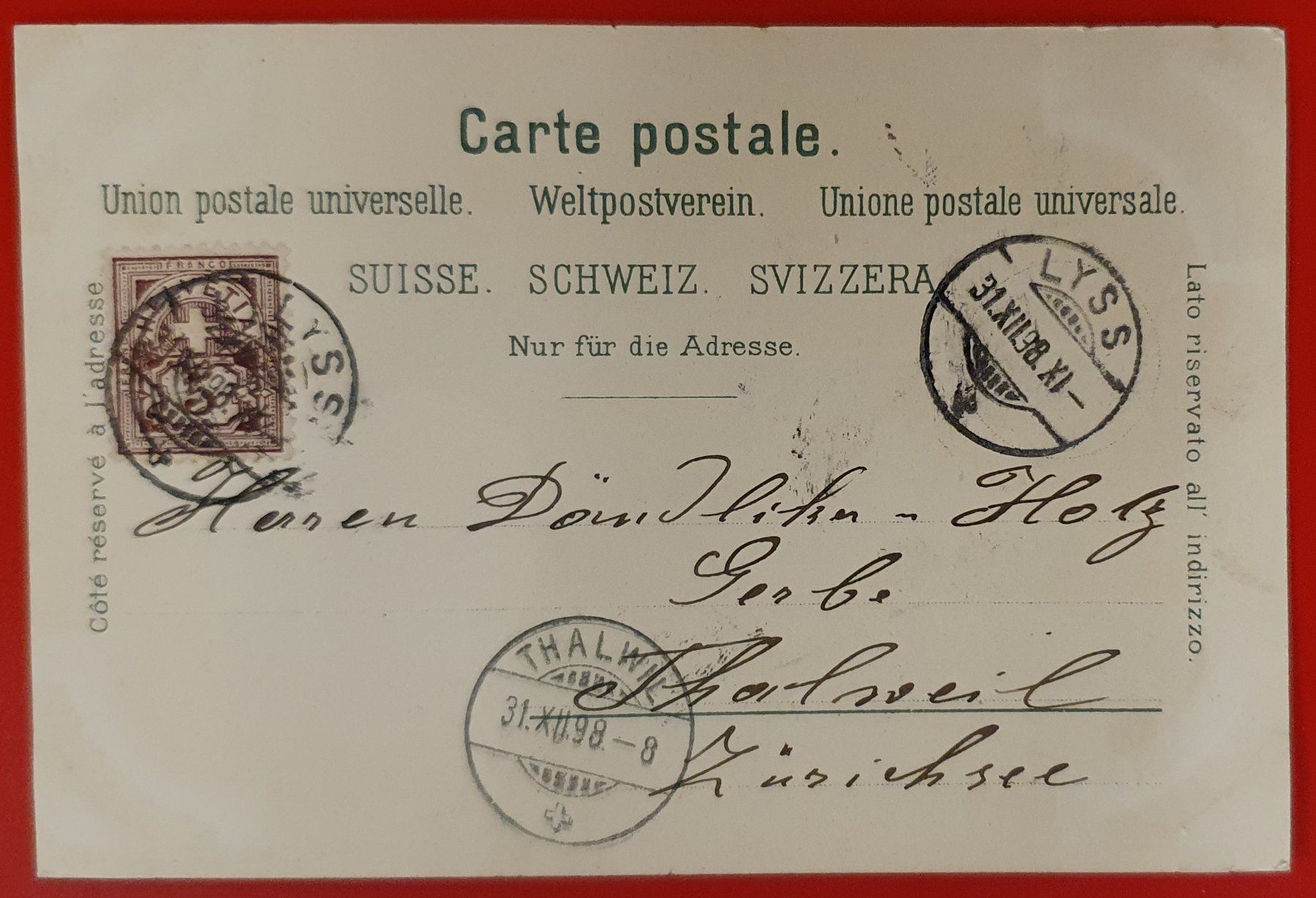 Cartoline postali: Gruss aus Lyss 1898 – Usato da Kreuzlingen venduto da Rschweiz1 1
