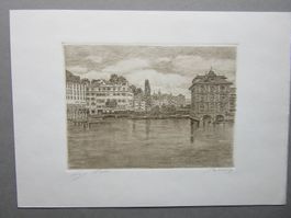 ZÜRICH ORIGINAL RADIERUNG AQUATINTA SIGNIERT