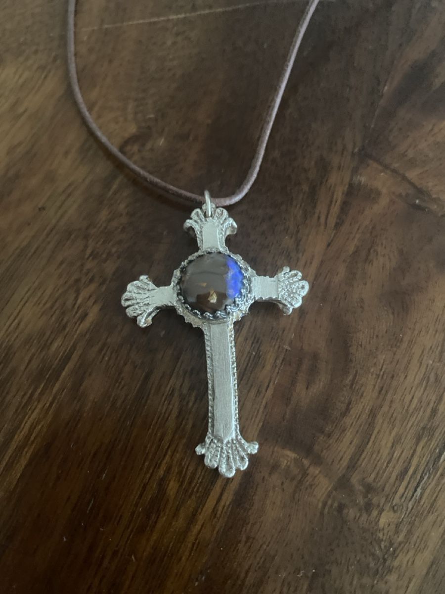 Anhänger: Silber Kreuz mit Opal, handgemacht – Neu (gemäss Beschreibung) aus Watt von Willis4