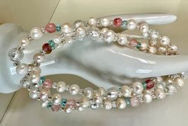 Bezaubernde Echtperlen Longkette 74 cm mit Pastell-Akzenten