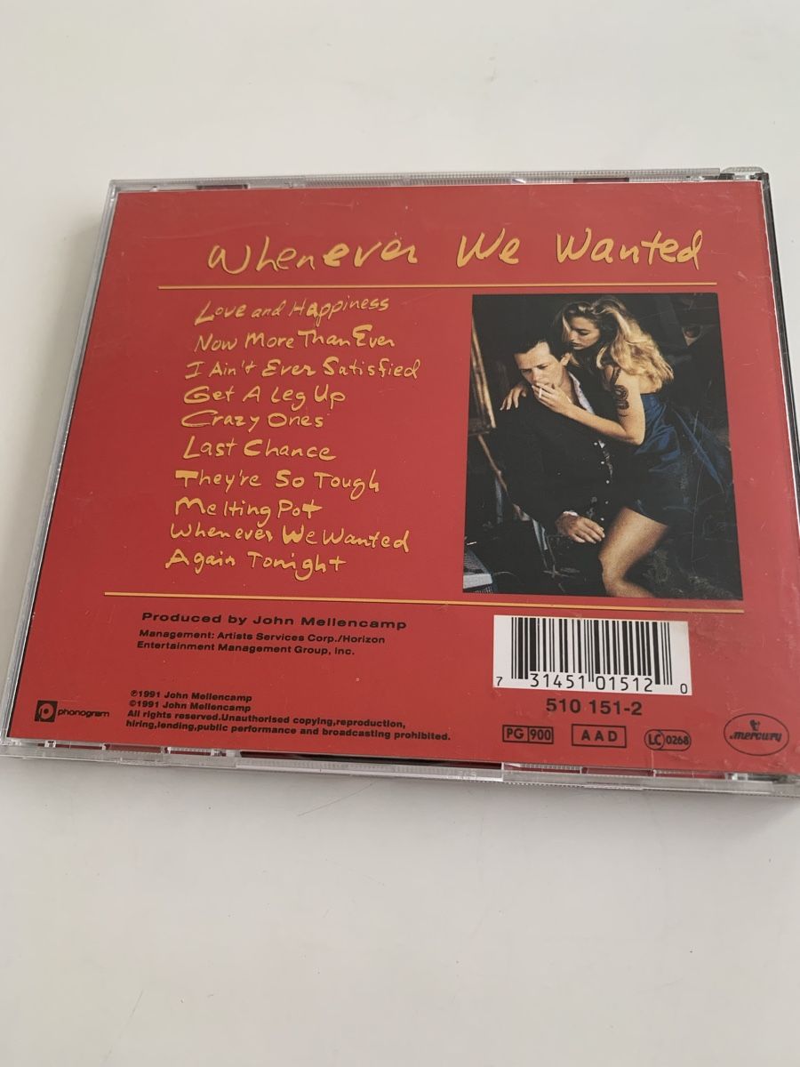 CD: John Mellencamp / Whenever we wanted / 1991 – Usato da Dübendorf venduto da Shreck 1