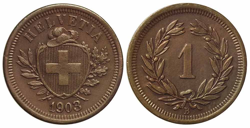 Tutti le monete: 1 Rappen 1903 – Usato da Chiasso venduto da Novamarketing
