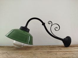 KE1413 Alte Emaille Lampe/Hof Lampe/ Bauernhof Lampe