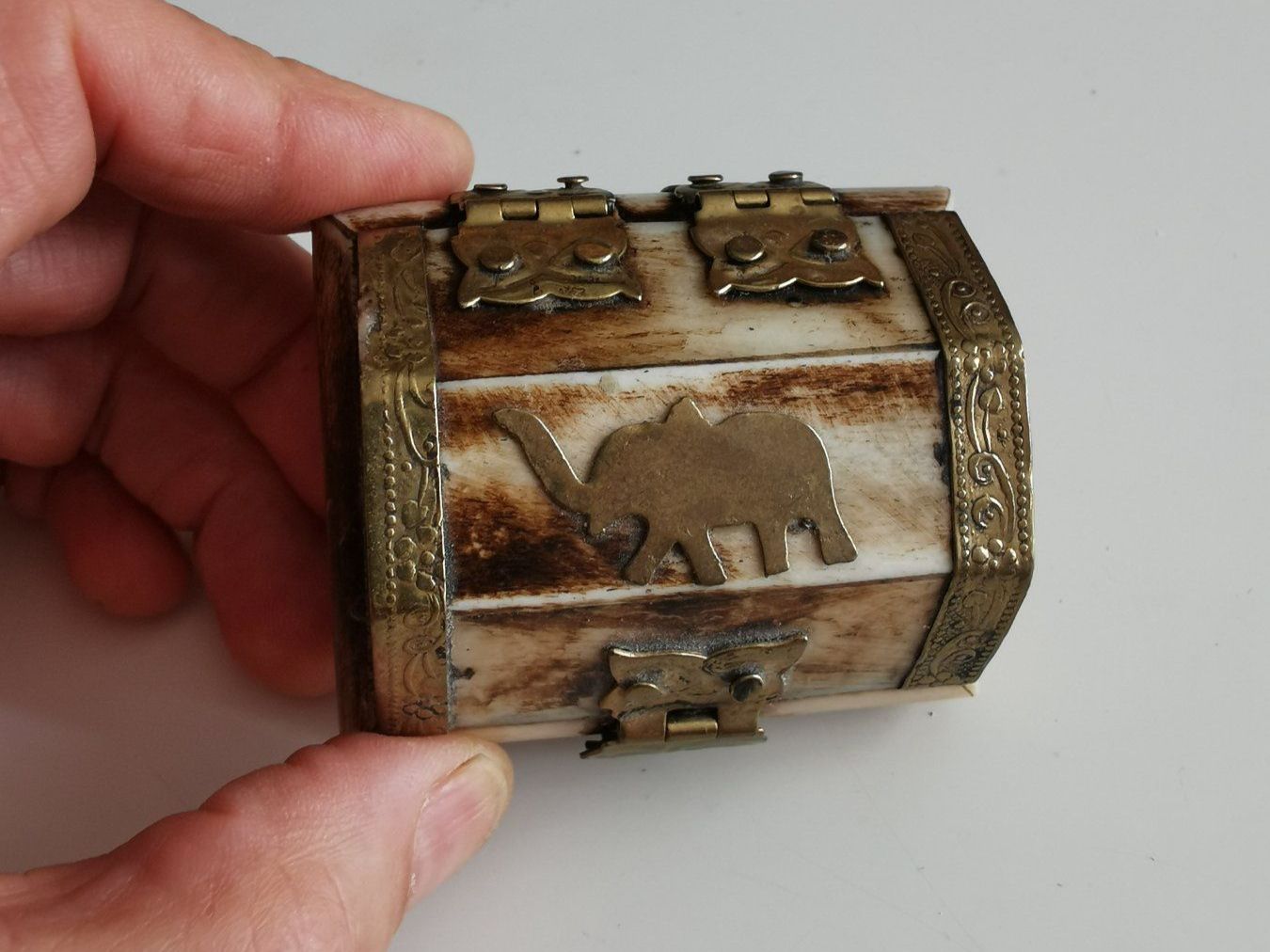 Tutte le decorazioni: Dose mit Elefant antik Horn und  Messing – Usato da Oberglatt ZH venduto da JulFul 1