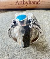 Blue Spirit – Vintage Türkisring Silber 925 - Handarbeit G54