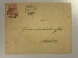 1876 Sitzende Helvetia auf Brief an Gemeinde Meilen