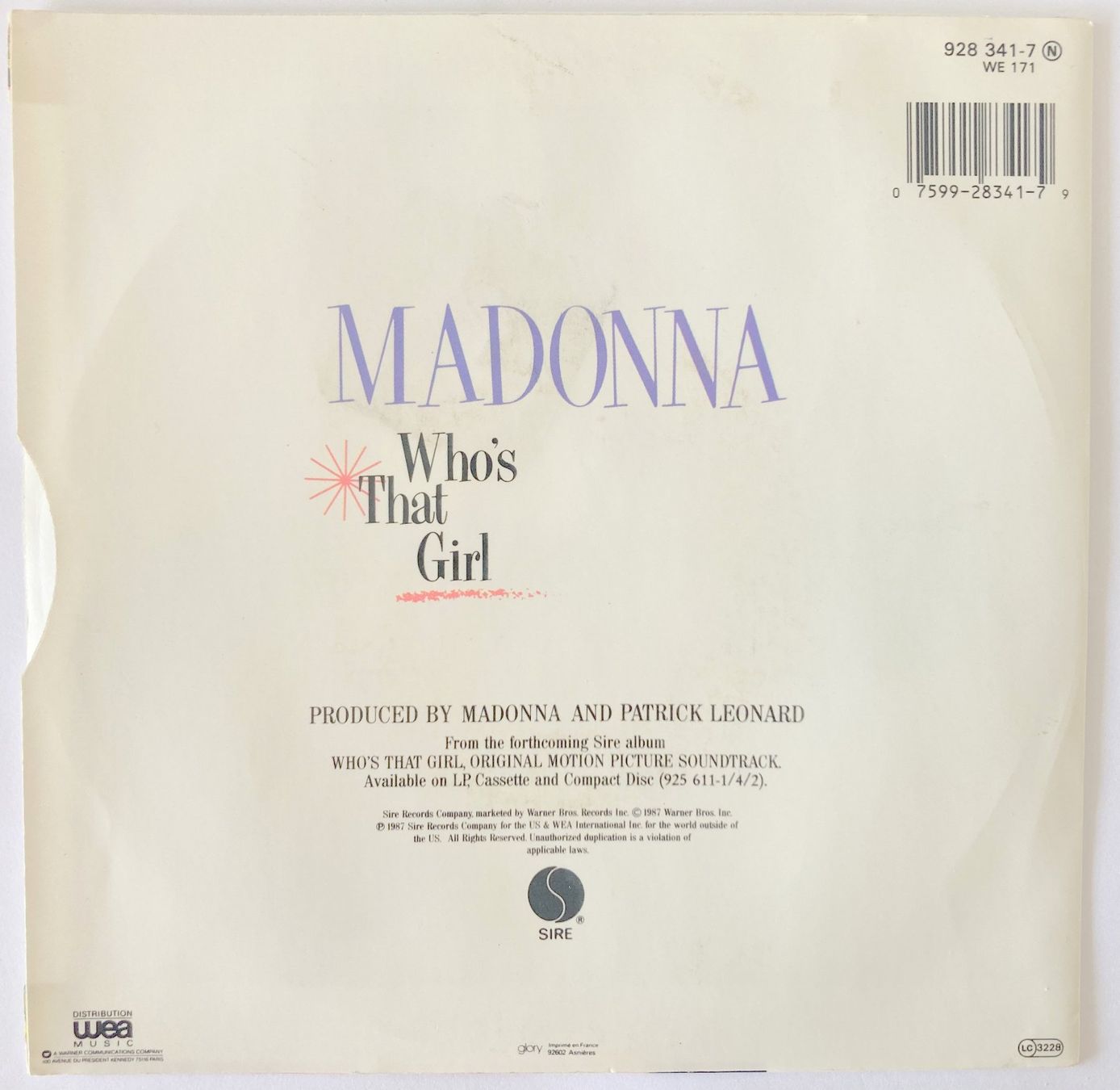 Schallplatten: MADONNA - WHO'S THAT GIRL – Gebraucht aus Bottens von hotter-than-hell 1